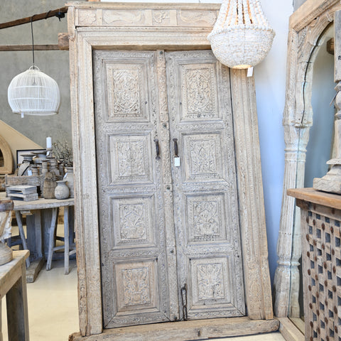 Presale Antique Carved Door Panel with Metal Detail 285645