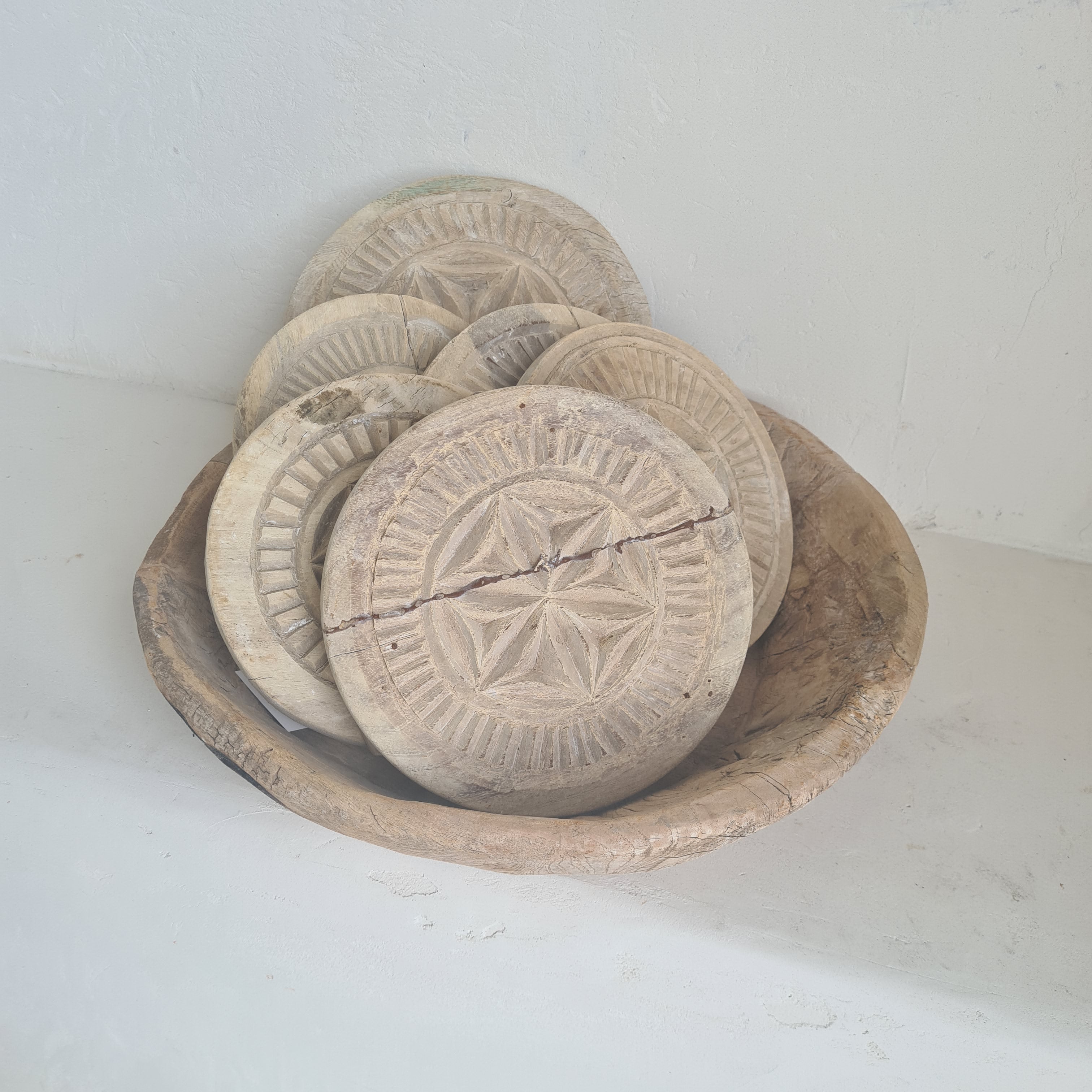 Vintage Carved Chapati Plate