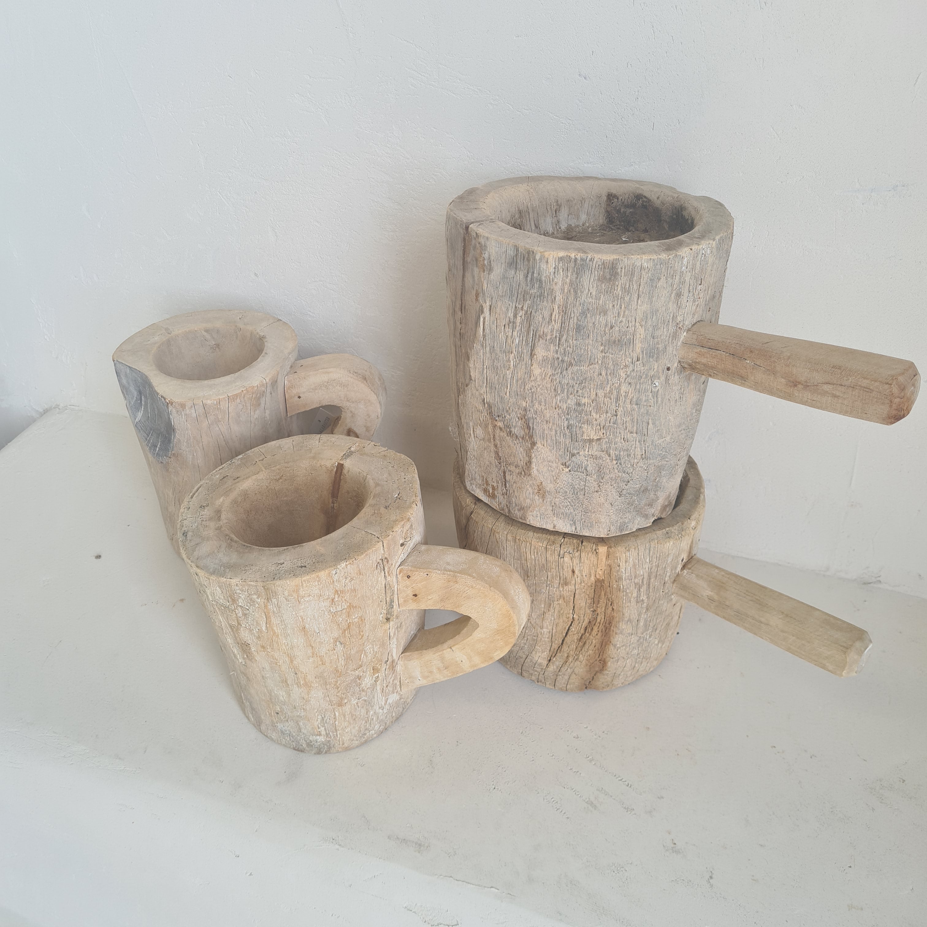 Vintage Wooden Bowl with handle 209939