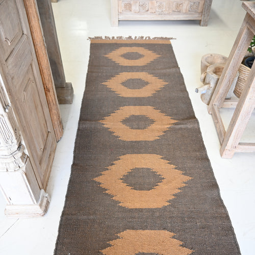 Indian Wool and jute hall runner rug 192928