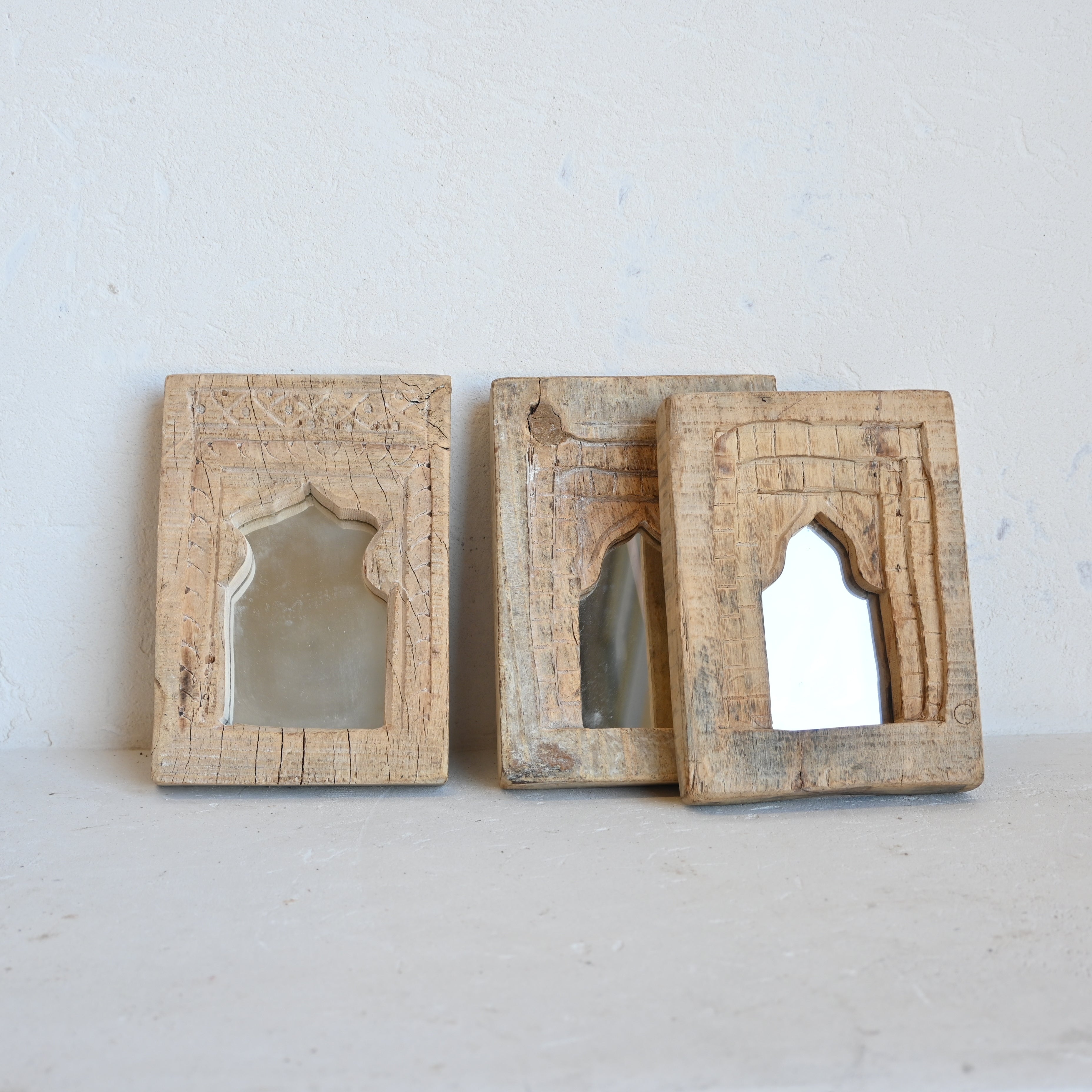 Indian carved mini temple  mirror 001