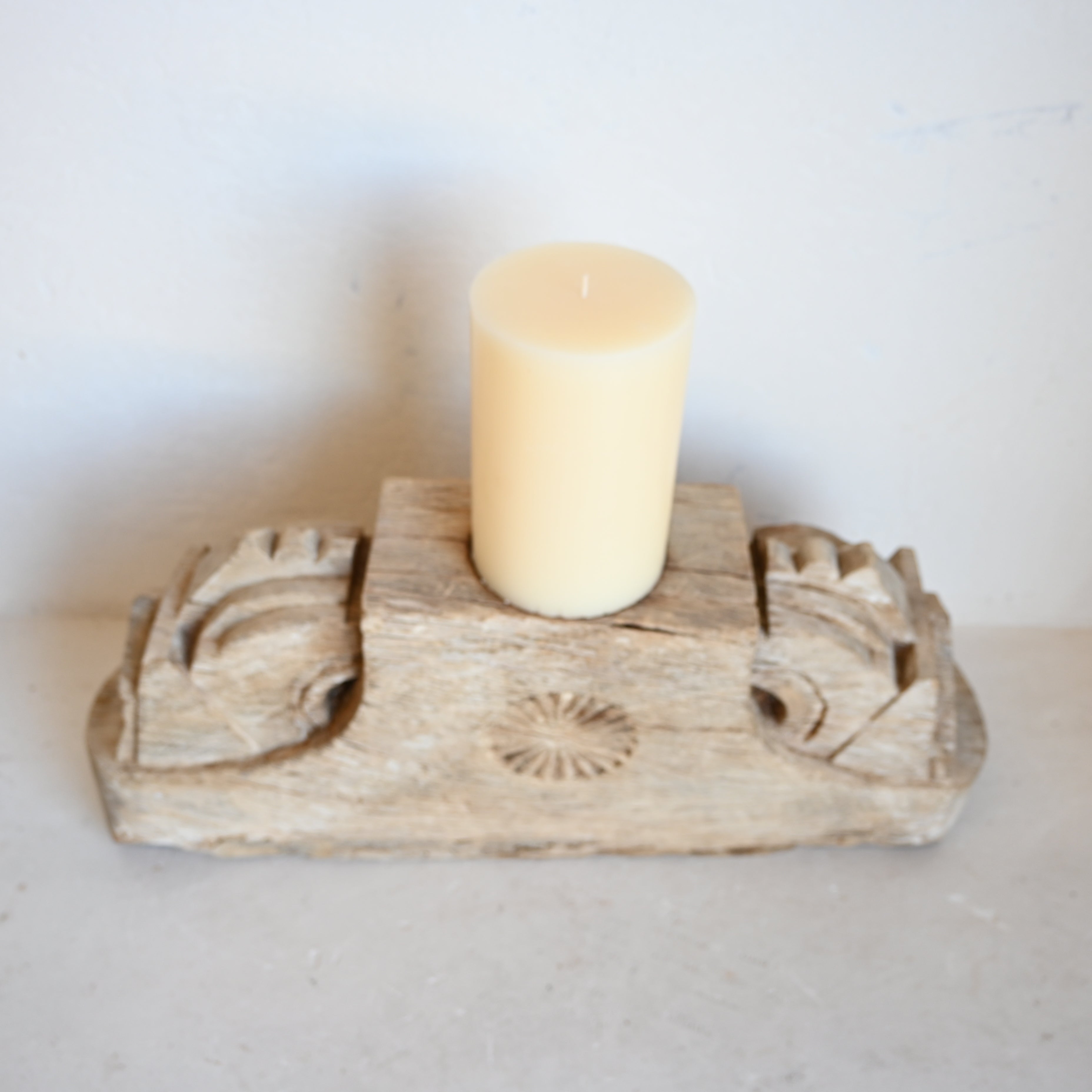 Indian Carved Base Candle stand 296923 A