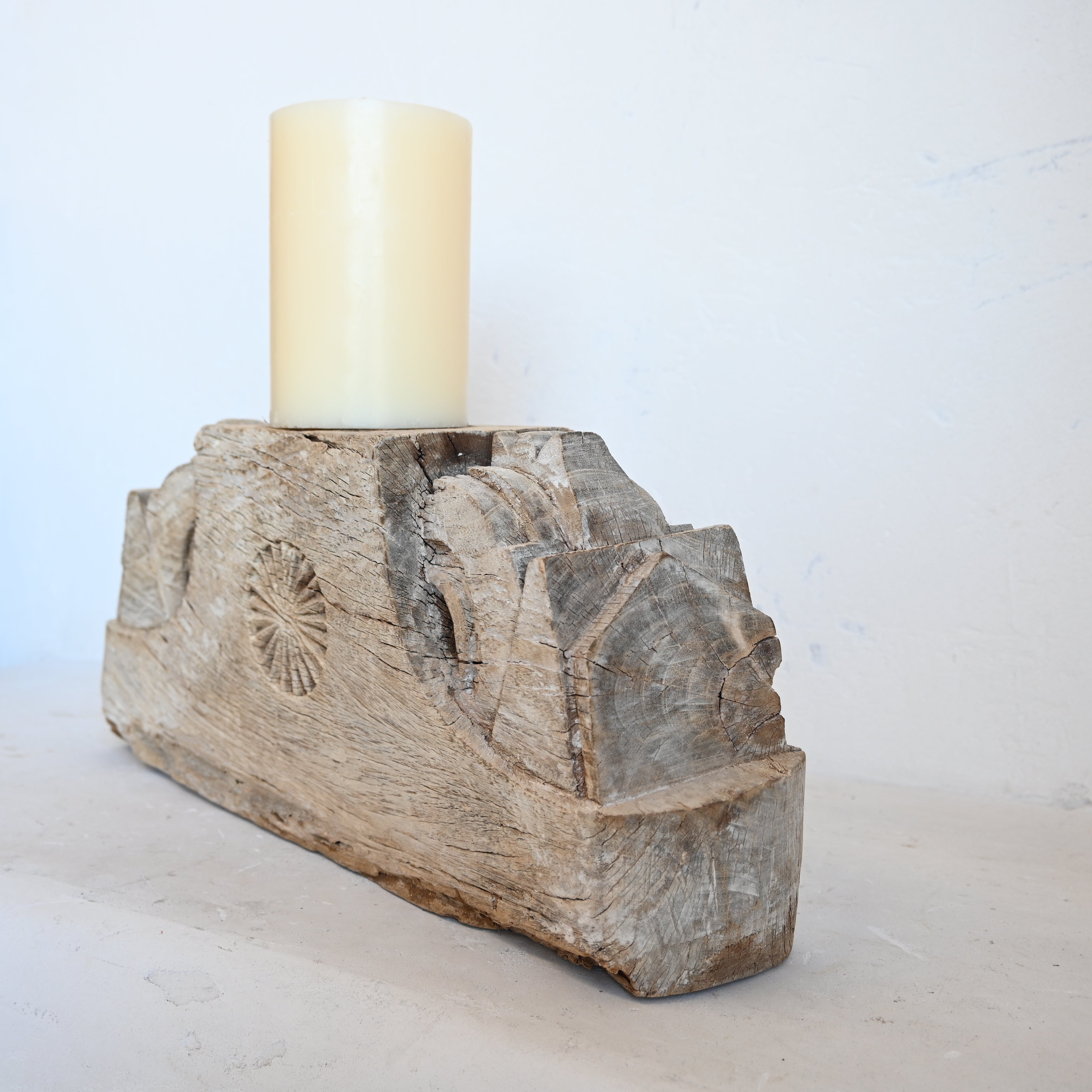 Indian Carved Base Candle stand 296923 A