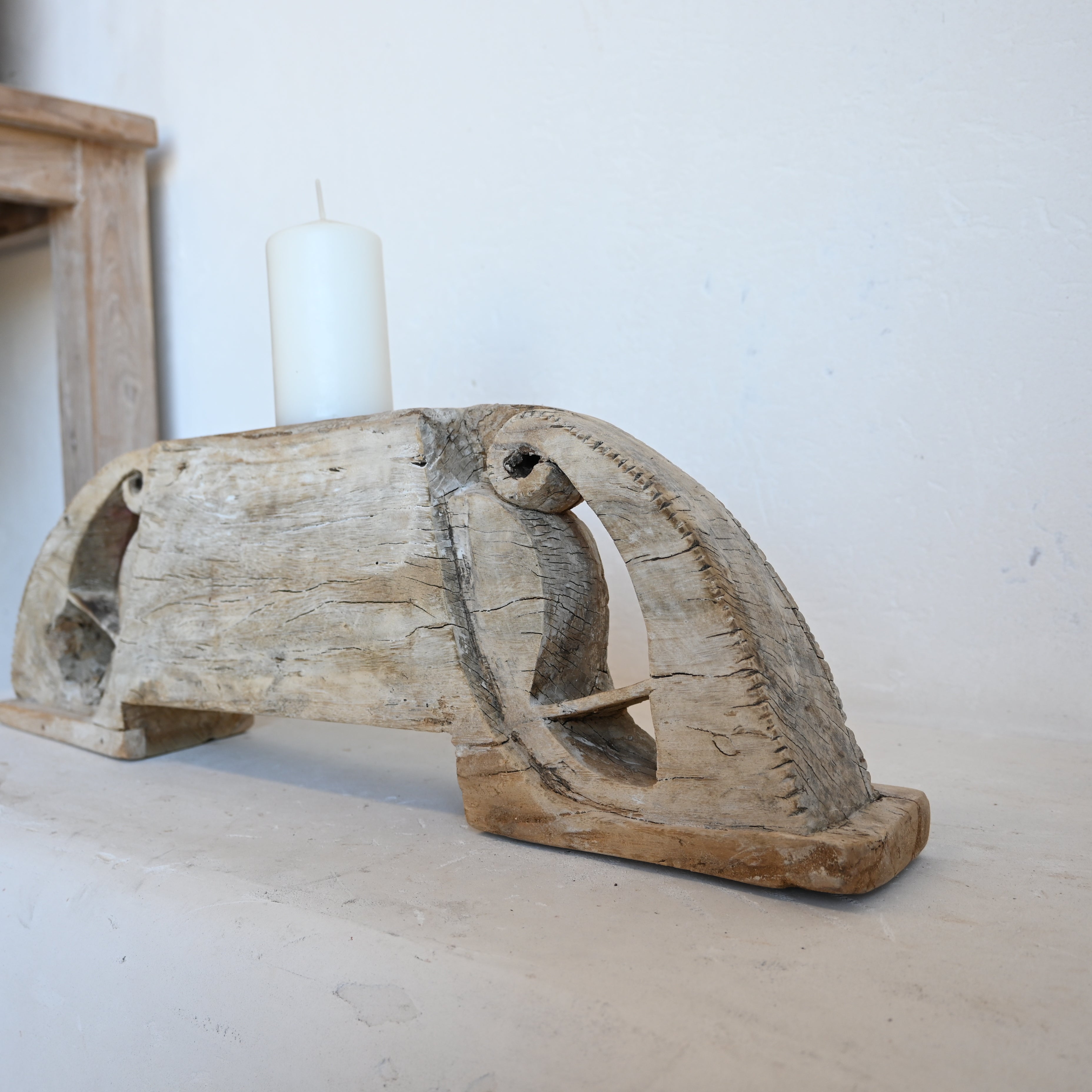 Indian Carved Base Candle stand 296923 C