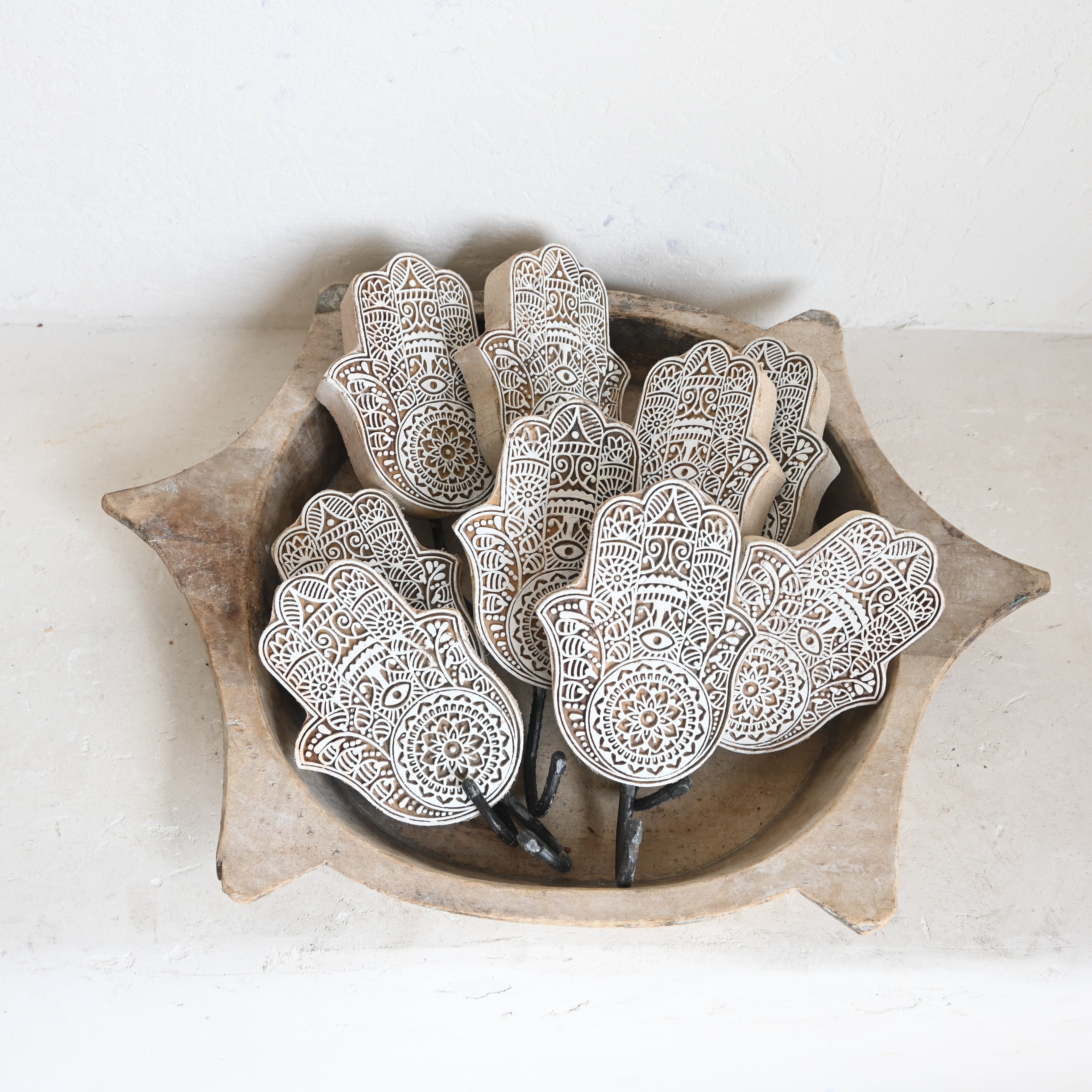 Indian printing block single wall hook 245511