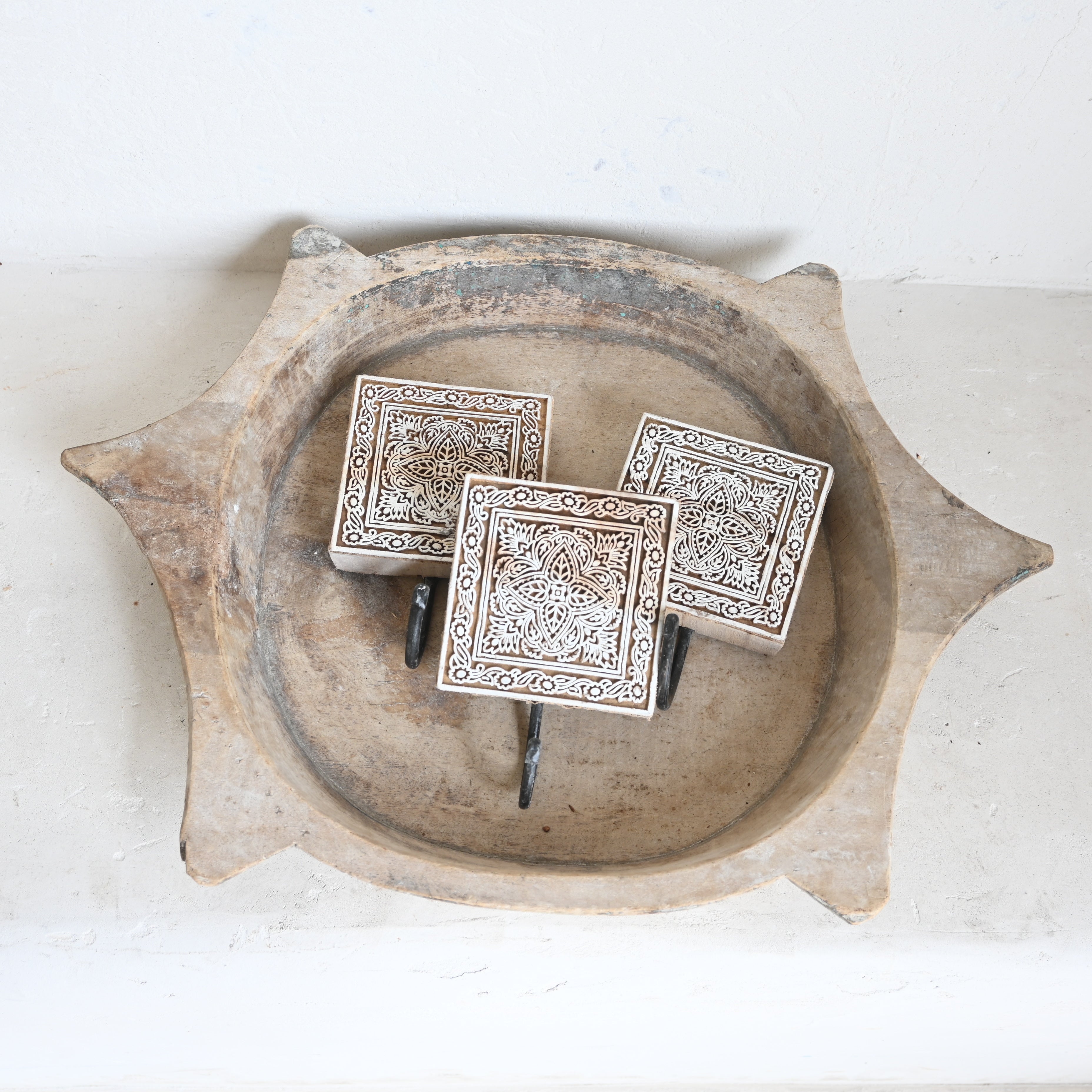 Indian printing block single wall hook 245513