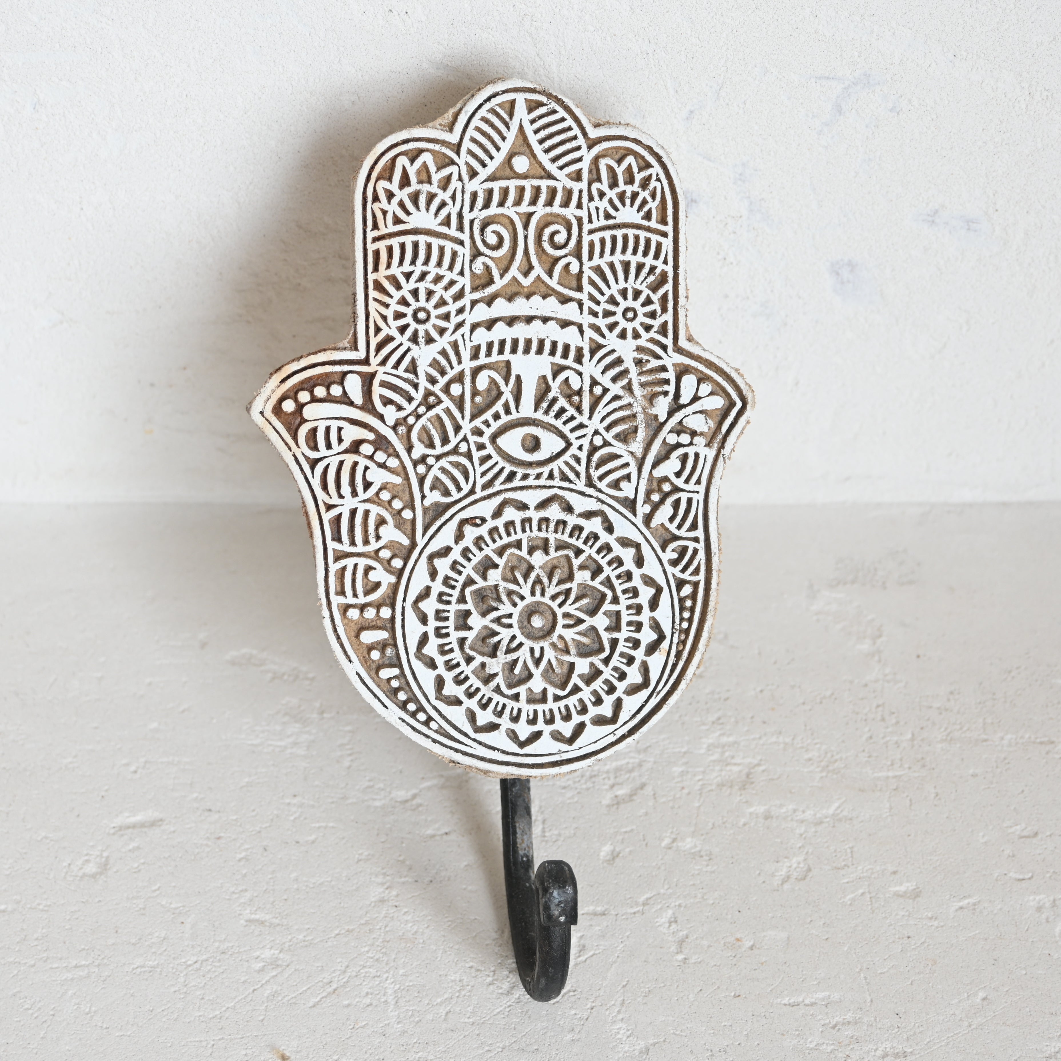 Indian printing block single wall hook 245511