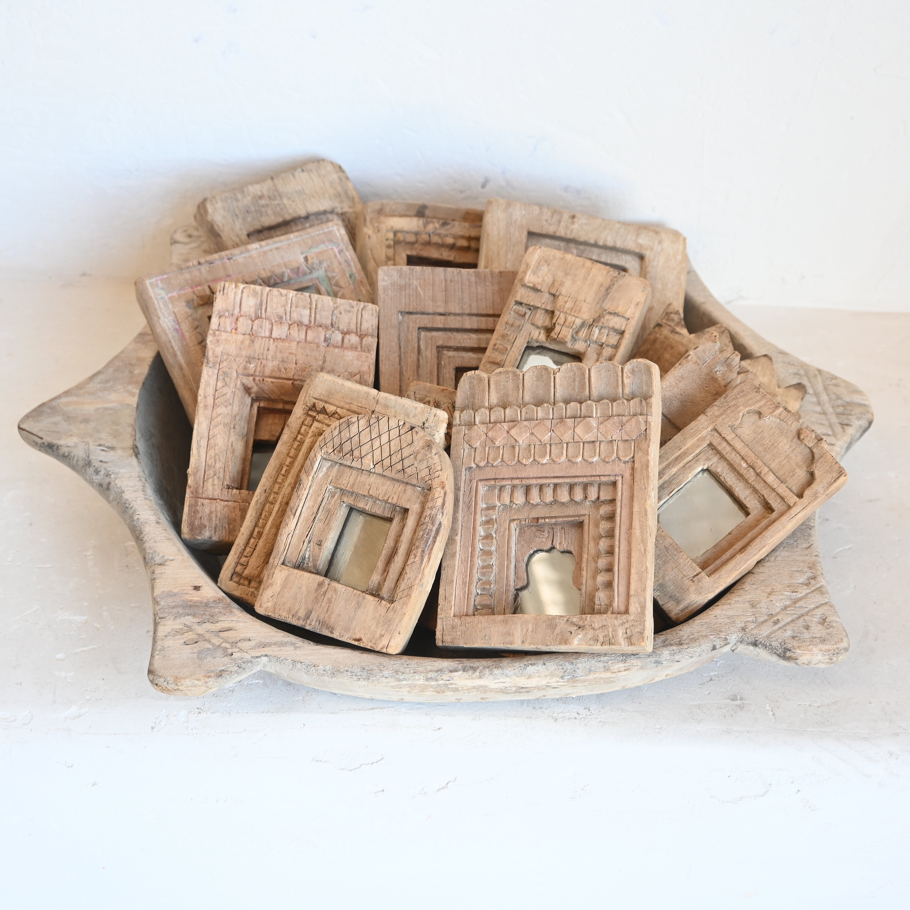 Indian carved mini temple  mirror 316160