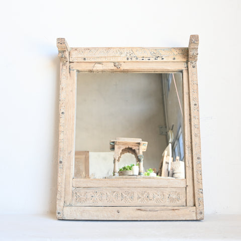 Indian carved mini temple mirror 316160