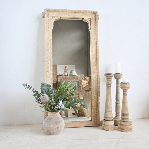 Indian carved mini temple mirror 316160