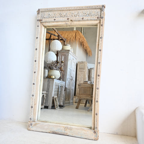 Indian carved mini temple mirror 316160