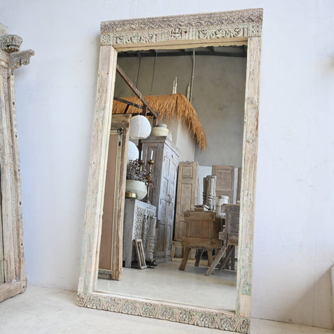 Indian carved mini temple mirror 316160