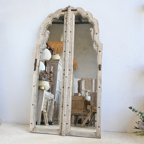 Indian carved mini temple mirror 316160
