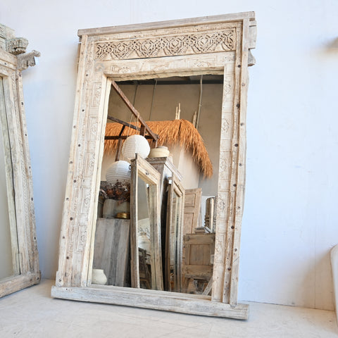 Indian carved mini temple mirror 316160