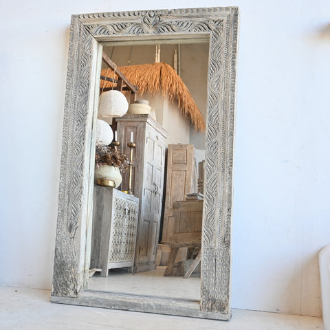 Indian carved mini temple mirror 316160