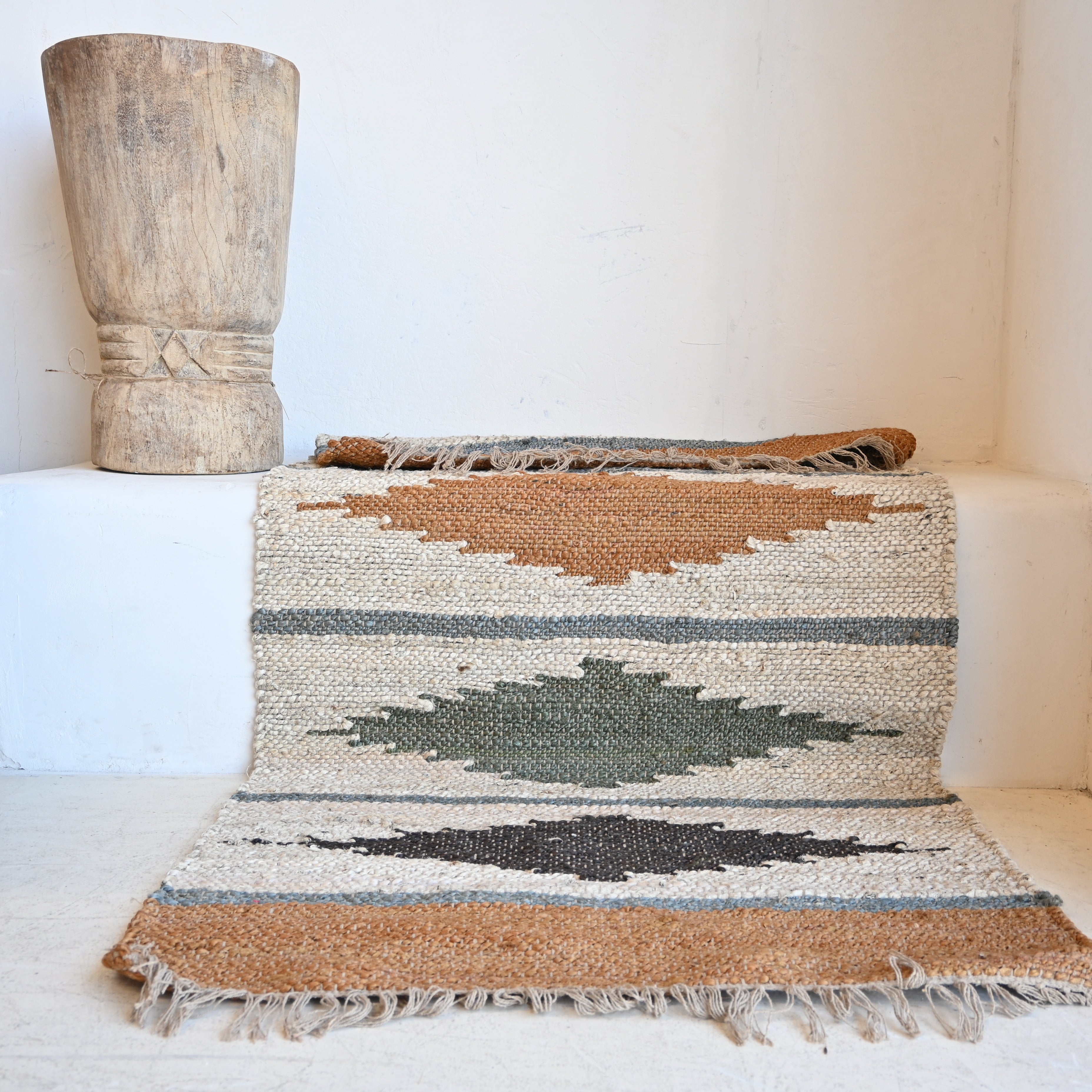 Natural Indian Wool/ Jute rug S004