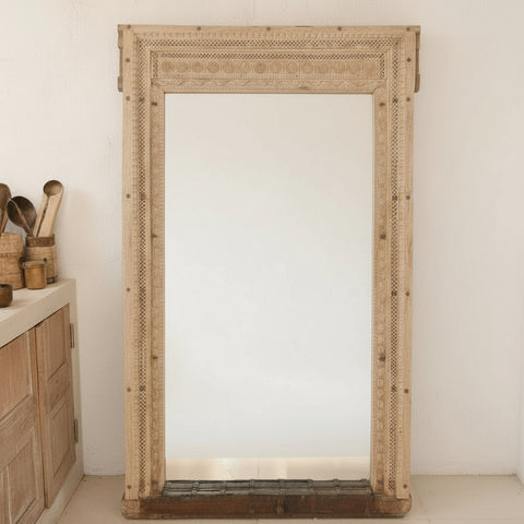 Indian carved mini temple mirror 001