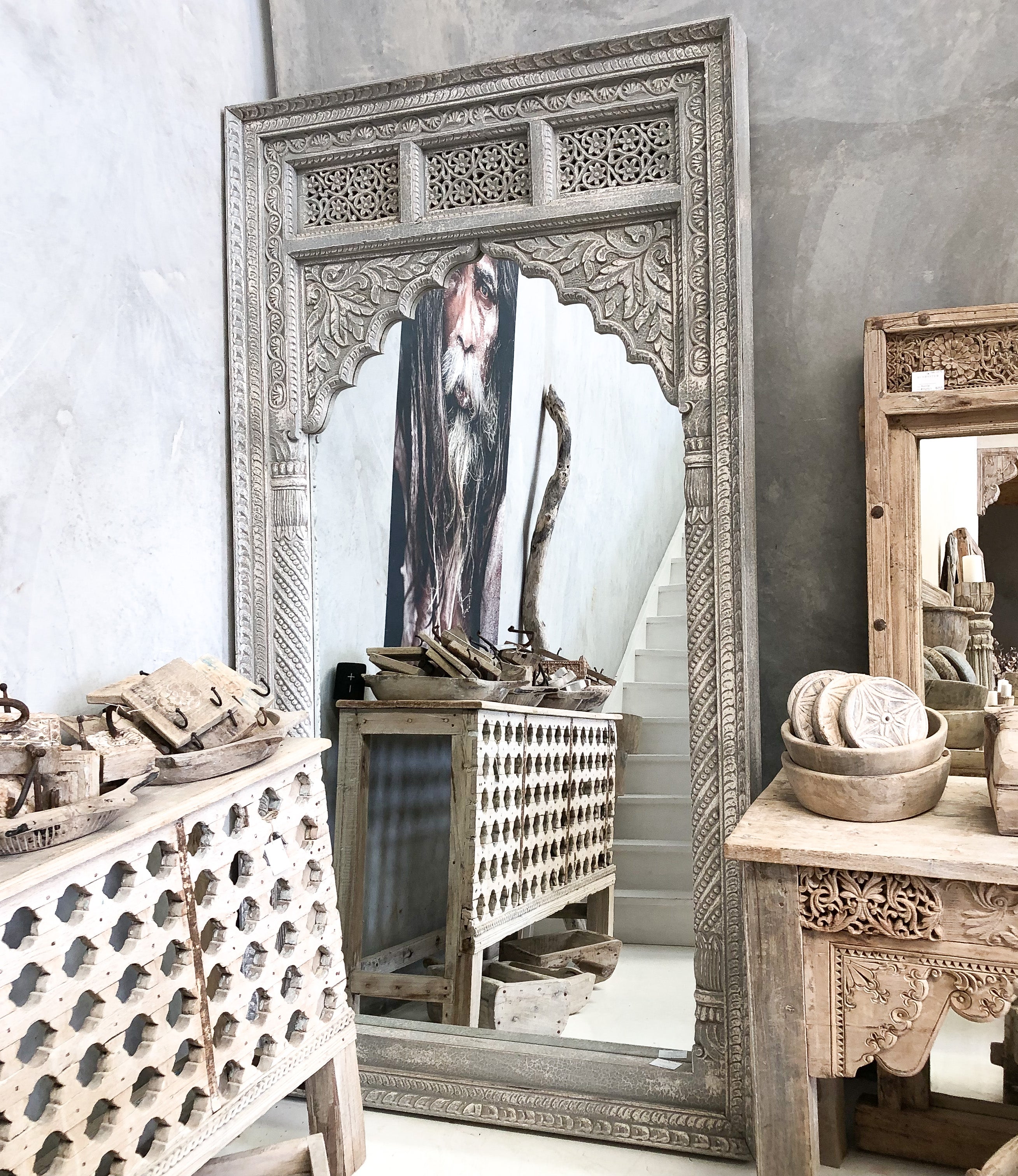 Vintage Indian Grey mirror 271313