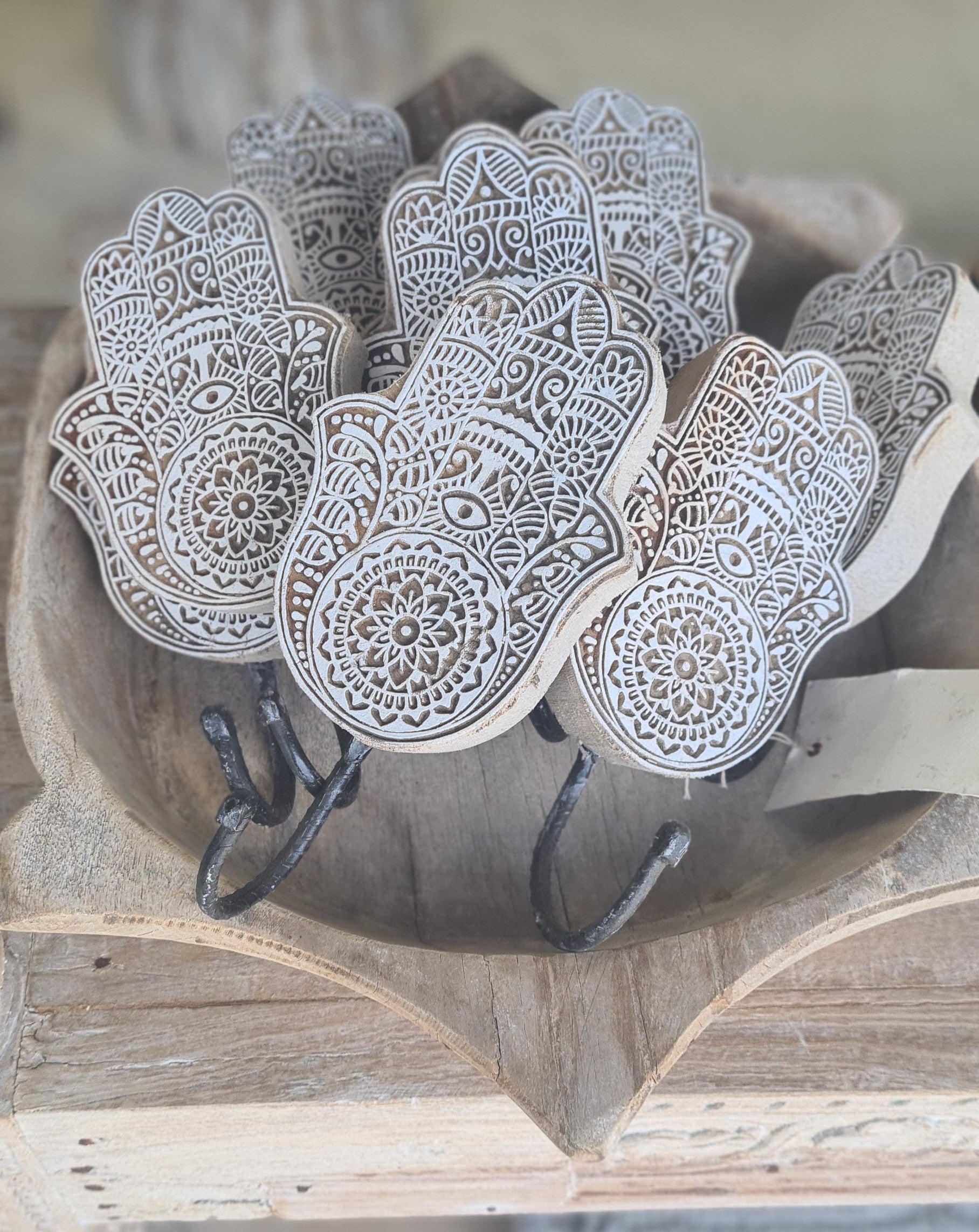 Indian printing block single wall hook 245511