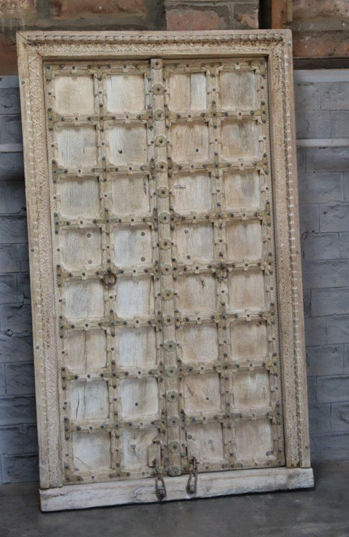 Presale Vintage Indian carved door with iron detail (with frame) 296741