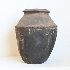 Black Clay pot  on a white background