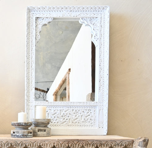 Vintage Indian White mirror 253446