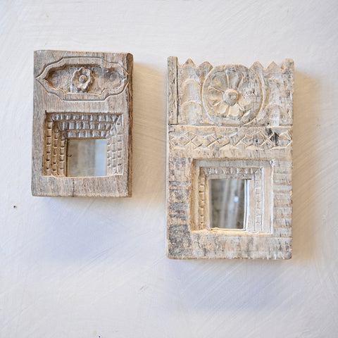 Indian carved mini temple  mirror B001