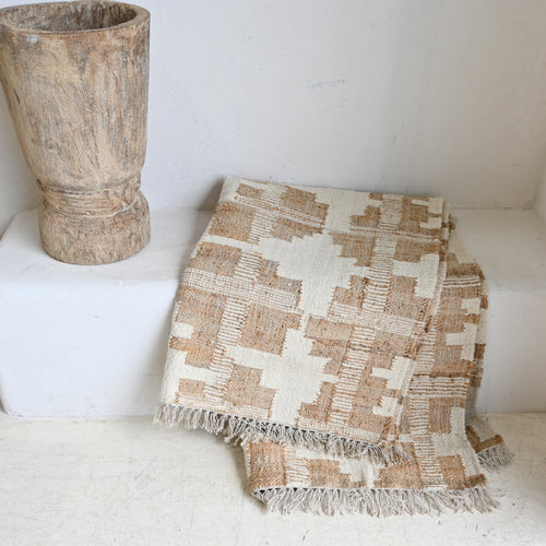 Natural Indian Wool/ Jute rug  S002a